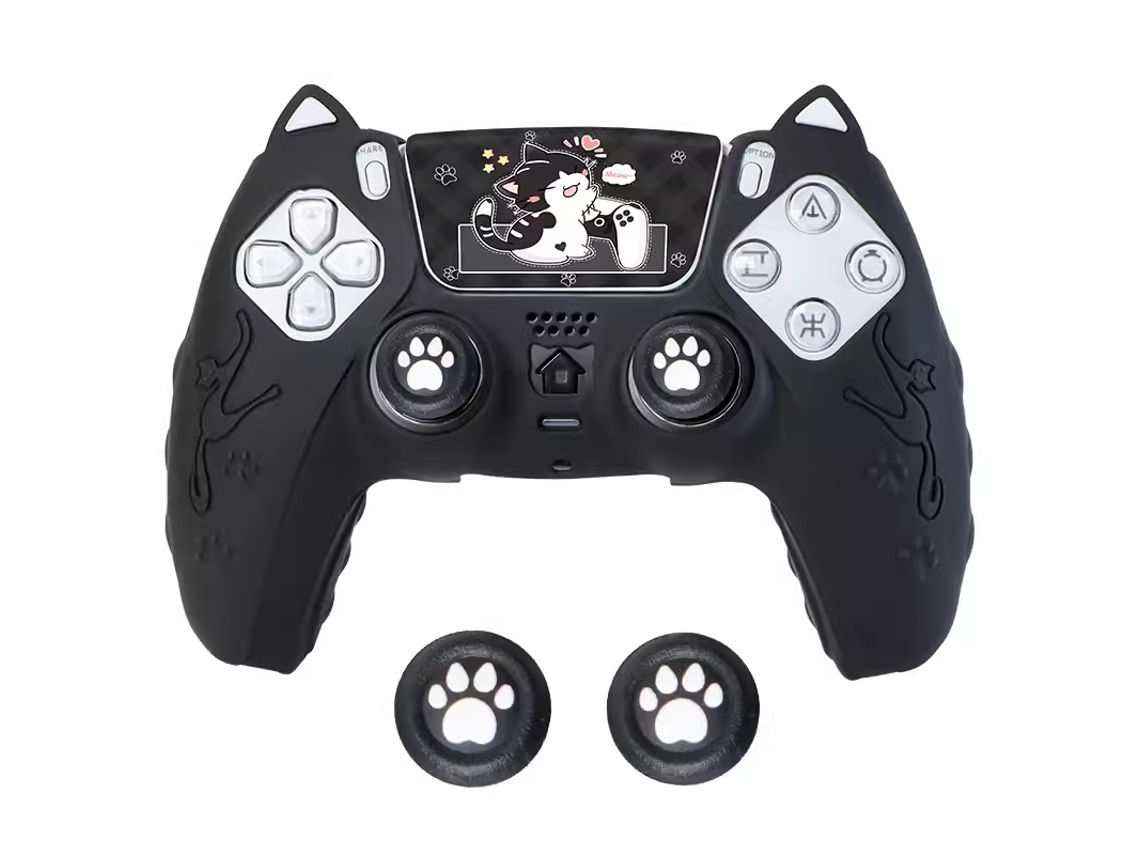 Capa Comando Para Ps5, Capa Protetora De Silicone Com Desenho Animado E Capa Para Joystick E Adesivo (preto) Cuich