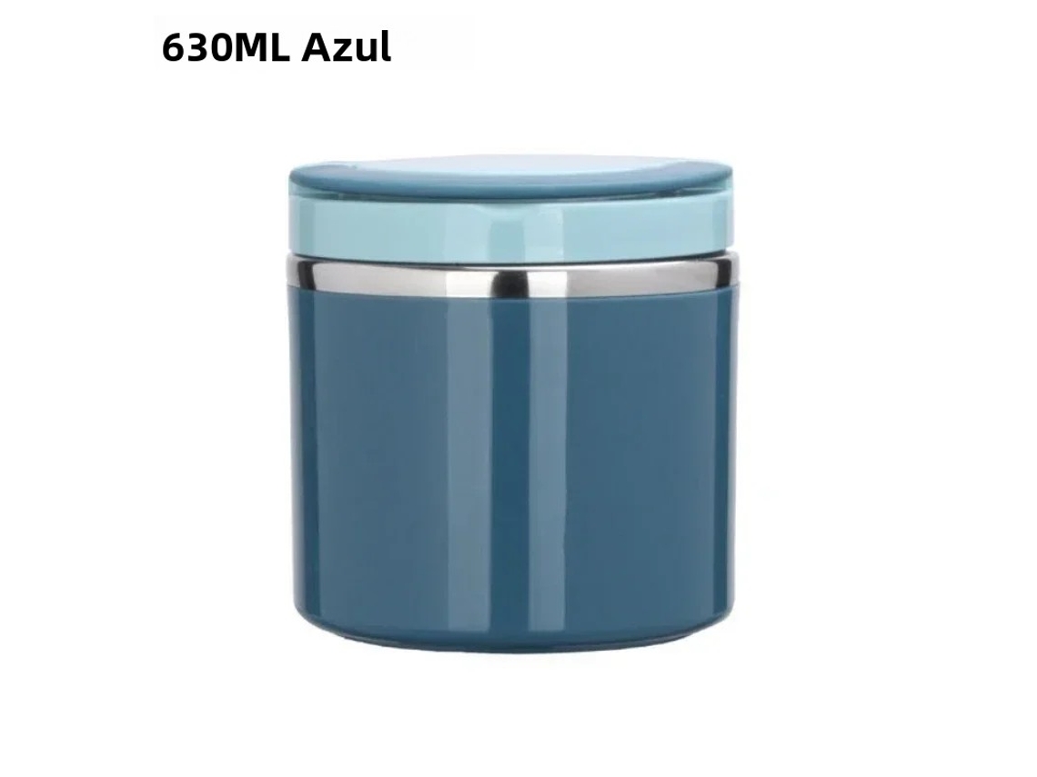 (azul 630ml) Garrafa Térmica Portátil Em Aço Inoxidável Com Alça Para Alimentos.