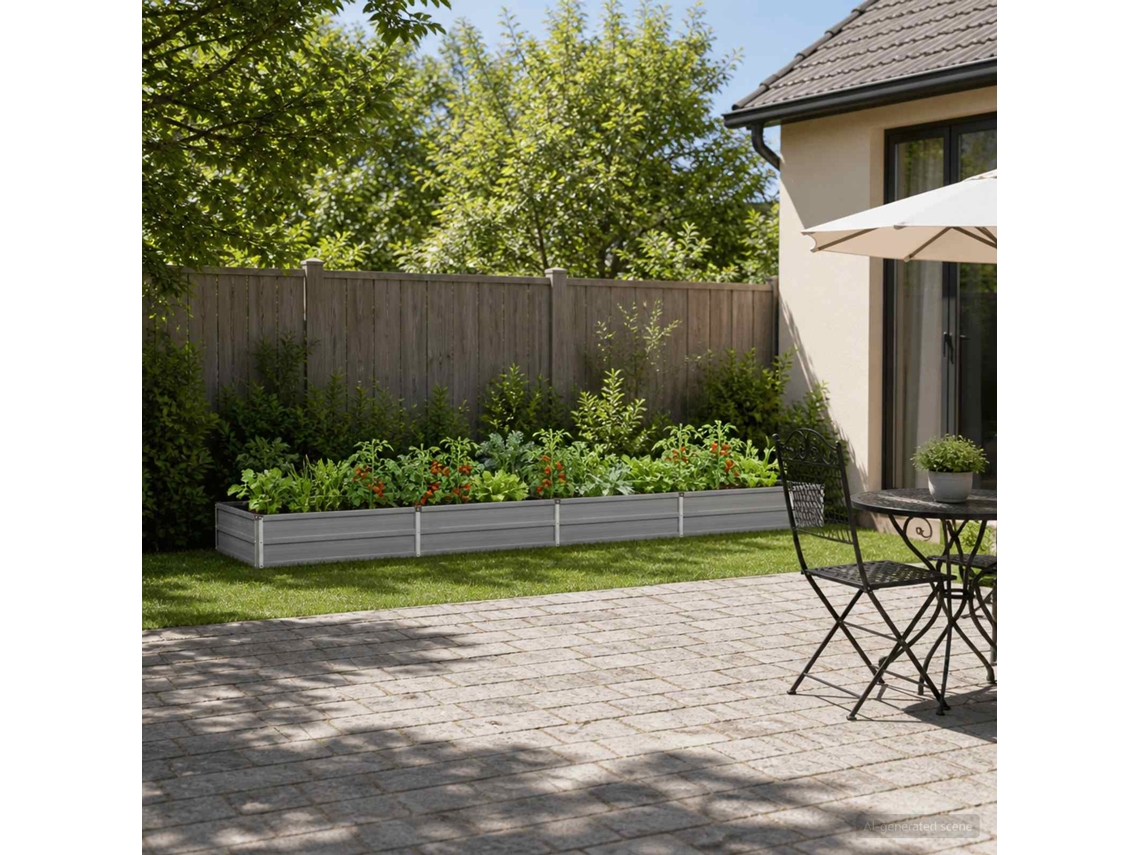 Vidaxl Cama De Jardim Elevada Cinzento 320 X 80 X 24 Cm