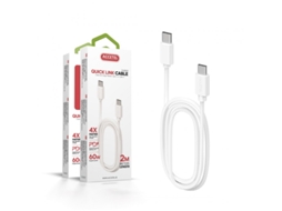 Cabo PD Type-C CU-2207 para Apple iPhone 16 Plus 4 x Velocidade de Carregamento 2M. 3A 60W Power Delivery 3.0 Branco