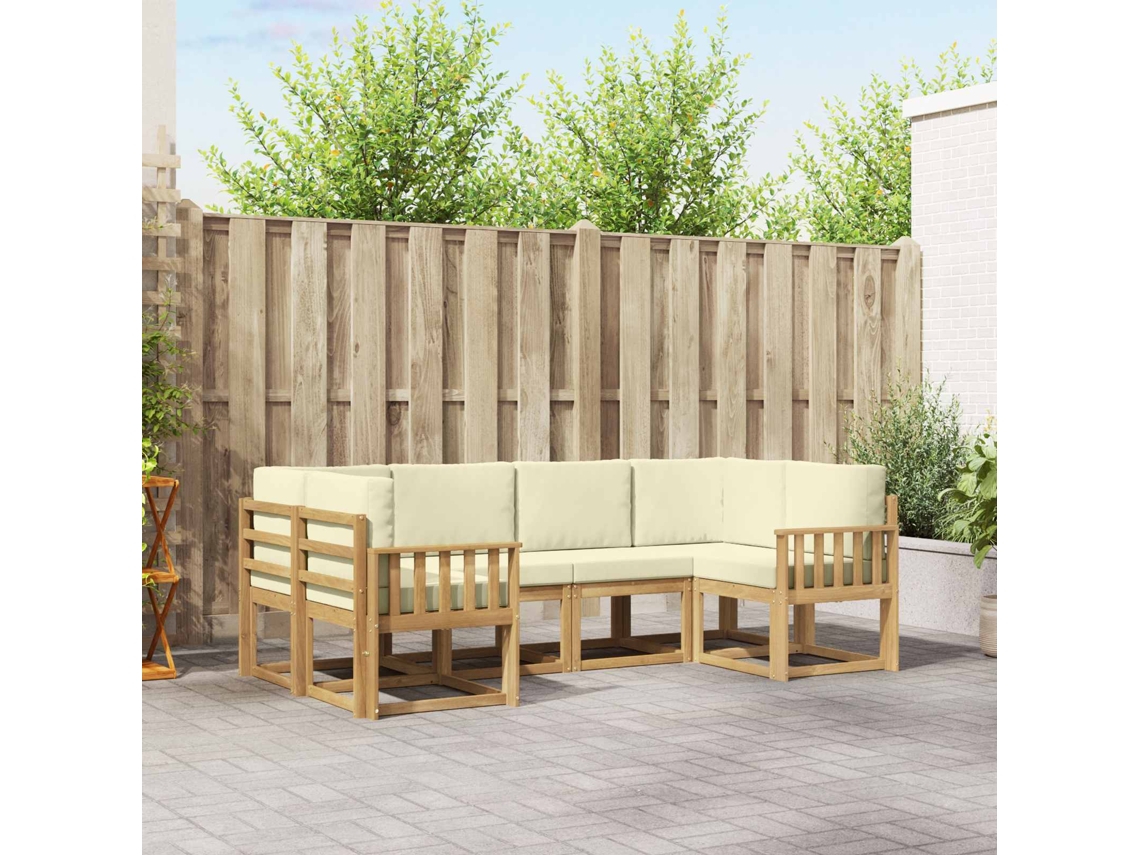 Vidaxl Conjunto De Sofás Para Exterior 6 Unid. Branco E Creme