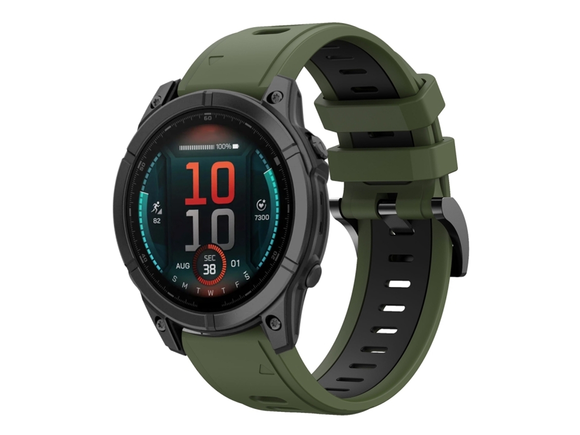 Bracelete para Garmin Fenix e Silicone Esportivo Duas Cores Verde Exército e Preto XIAOMOYU (47mm)