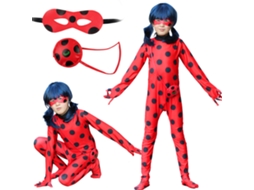 Mali fantasia de Joaninha Infantil Macacão Carnaval Halloween Cosplay Set Vermelho