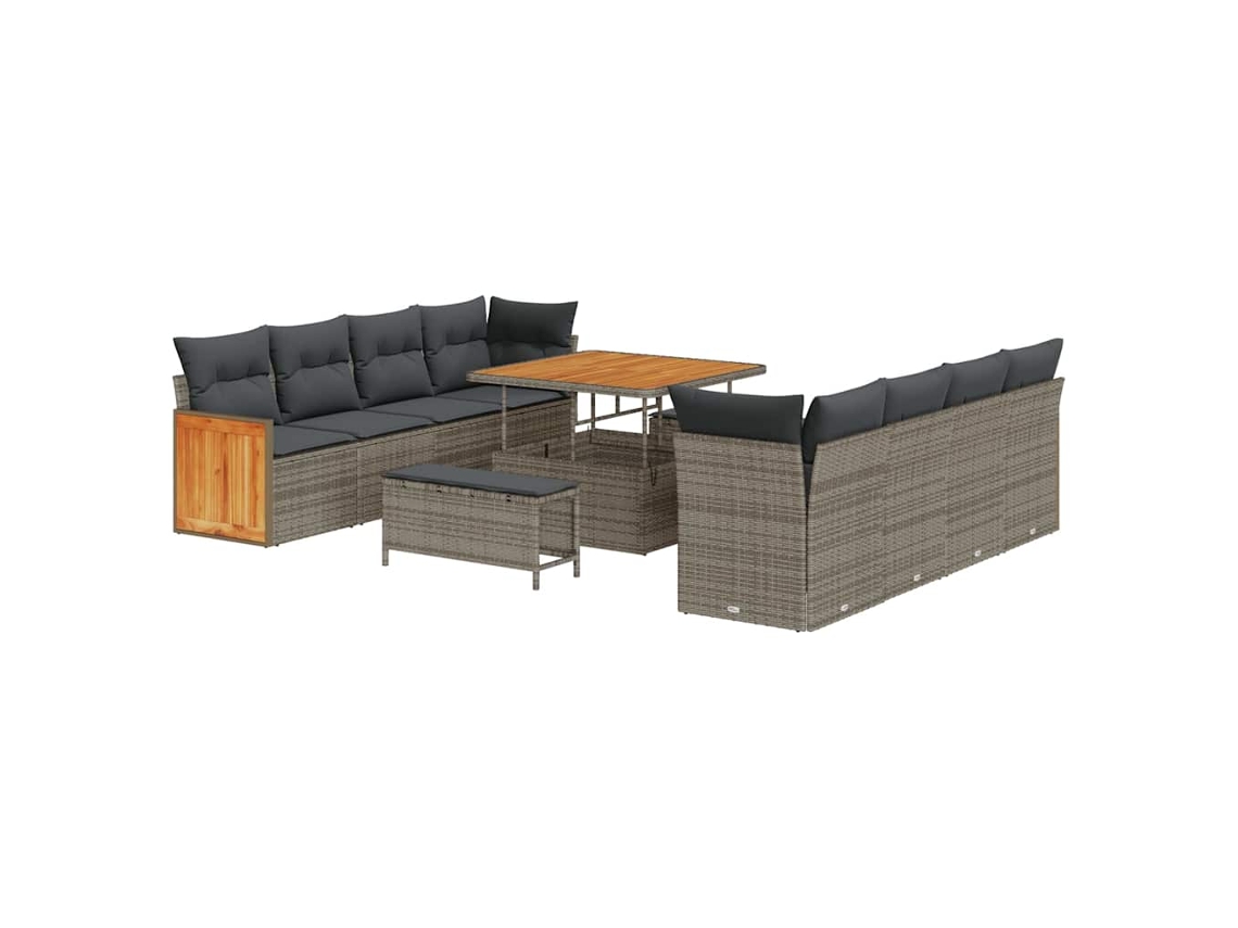 Maison Exclusive - Conjunto De Sofá De Jardim Com Almofada 12 Pcs Cinzeto Vime Pe