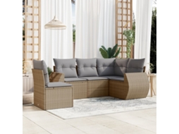 Vidaxl 6 Pcs Conjunto de Sofás P/ Jardim com Almofadões Vime Pe Bege