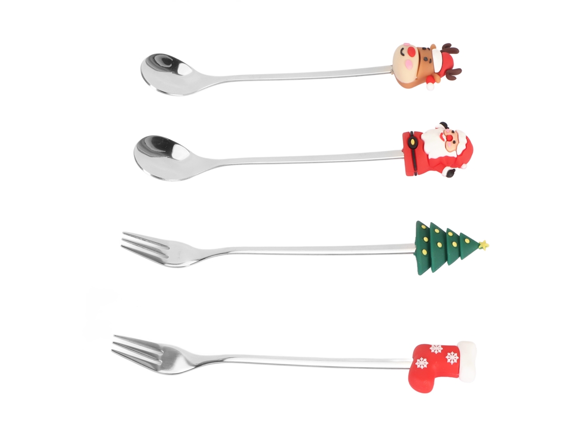 Talheres Natal 4 Peças Prata Estilo Elegante Worten