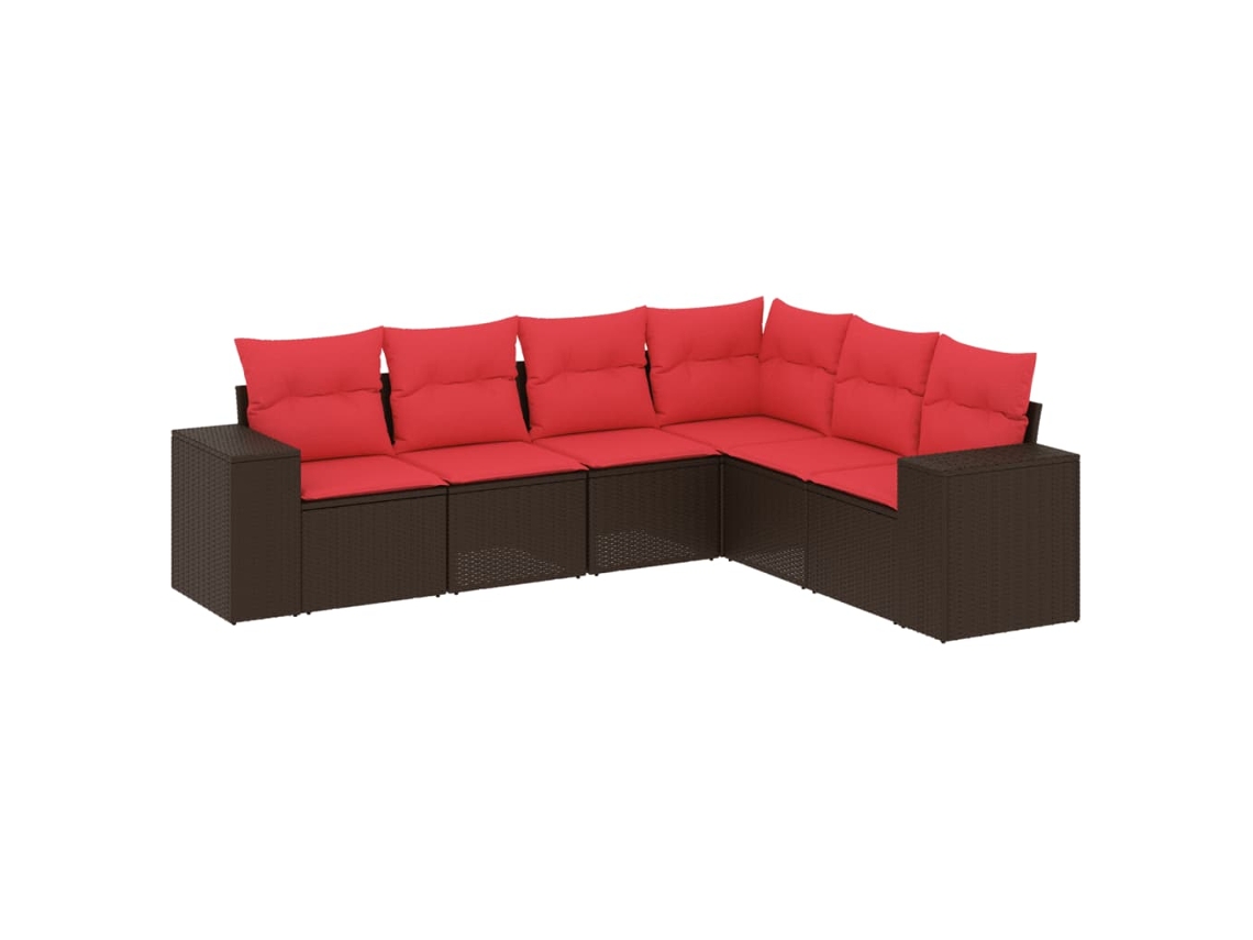 Conjunto de Sofá de Jardim, 6 Peças, Almofadas, Rattan Preto MAISON EXCLUSIVE