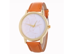 Reloj De Pulsera De Cuero Con Textura Marmol Coreana Moda Para Mujer (café Claro)