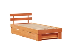Conjunto 1 Cama De Madeira Vidaxl Castanho Madeira De Pinho Maciça (100 X 200 Cm)