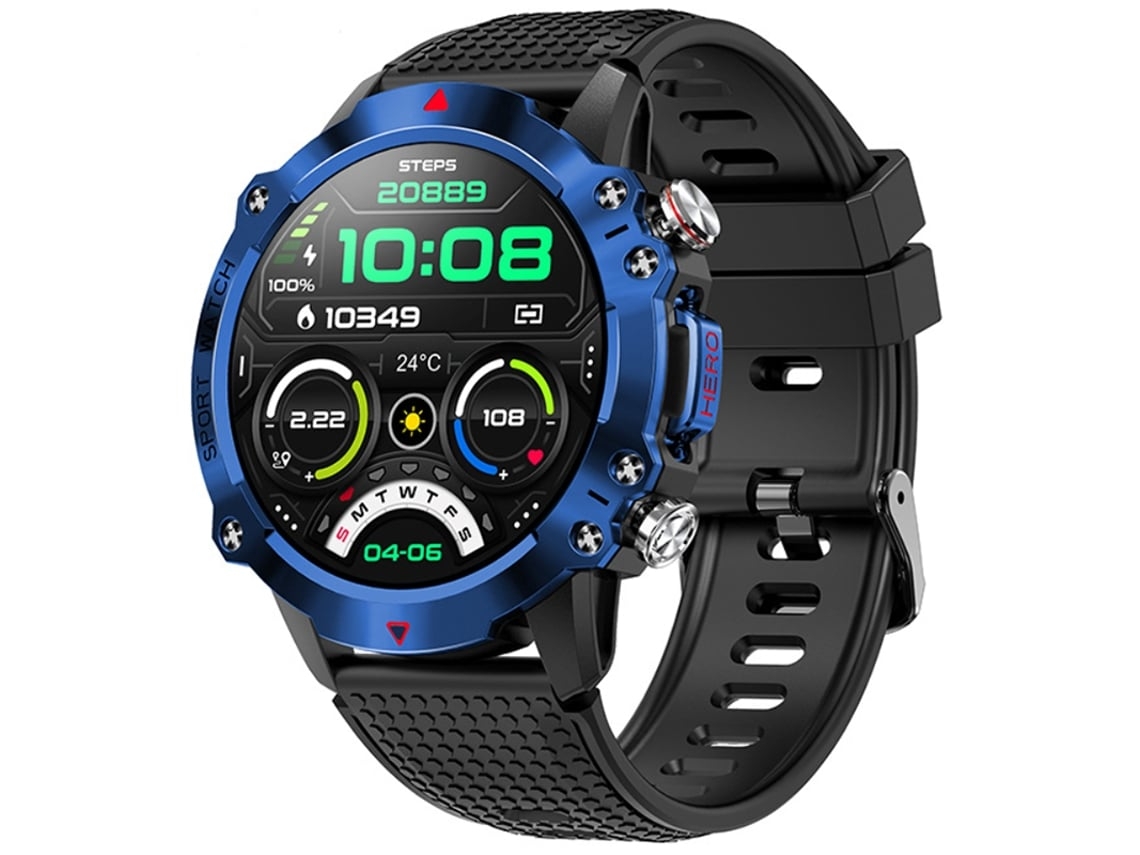 Smartwatch Com Tela Hd Chamadas Bluetooth Monitoramento De Saúde Ao Ar Livre Vários Modos Esportivos Azul Yunzii