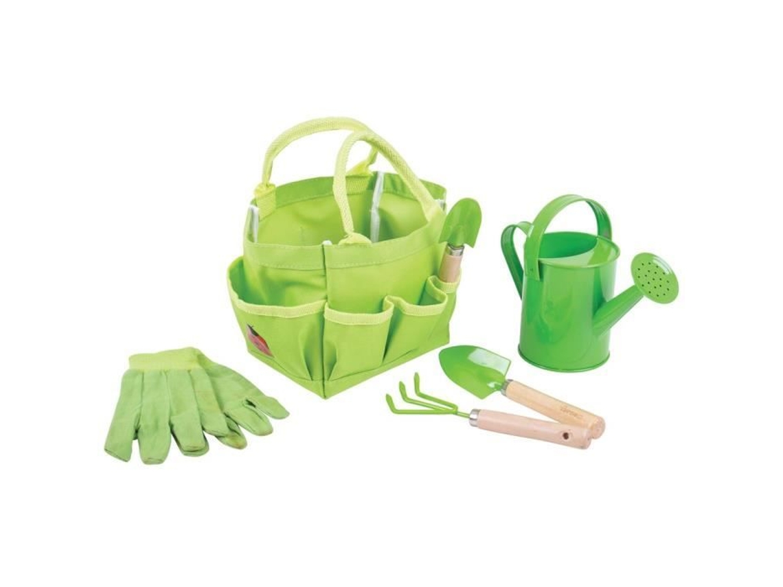 Bolsa de jardinagem infantil Bigjigs Toys, ferramentas, regador e luvas, verde Bigjigs Toys