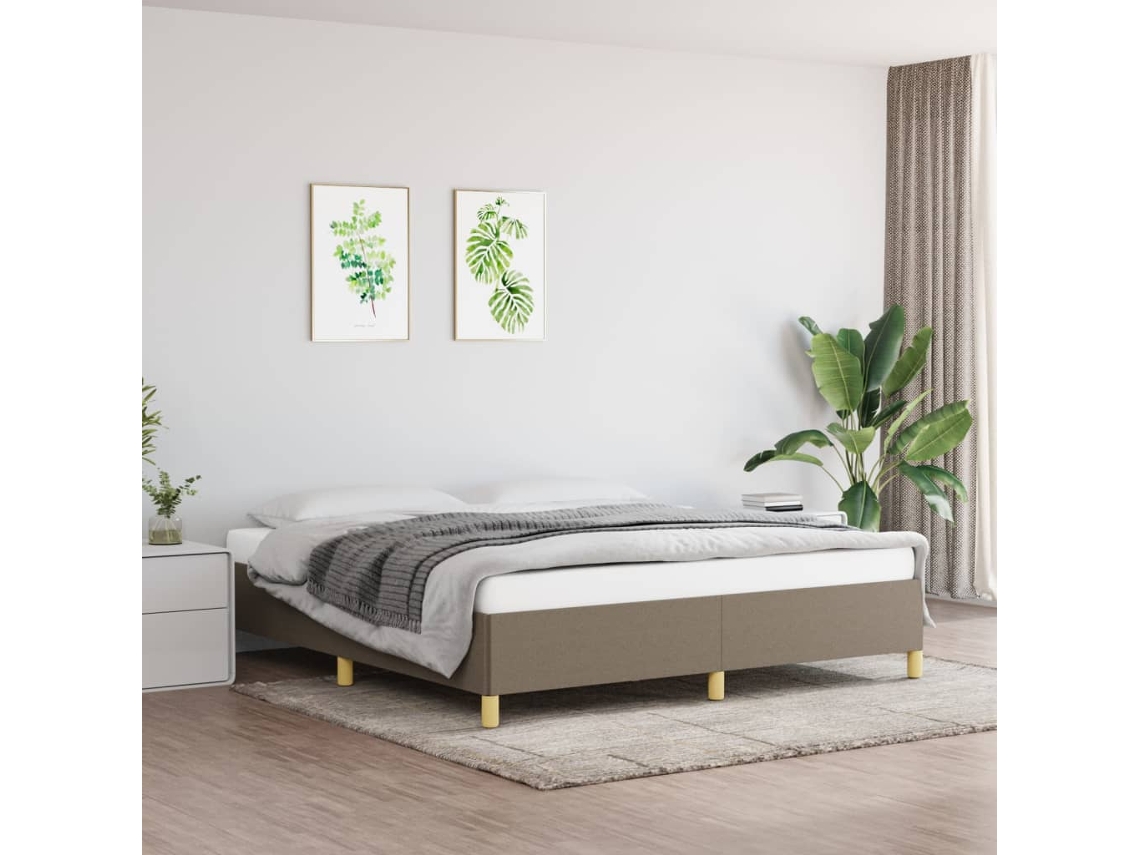 Vidaxl Cama Sem Colchão 160x200 Cm Tecido Castanho-acinzentado