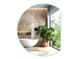 Espelho circular cortado Espelharte, Espelho redondo com LED (63x70 cm - Luz fria 6500K)