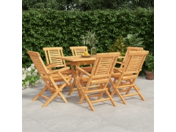 Vidaxl Conjunto De Jantar Para Jardim 7 Pcs Madeira De Teca Maciça