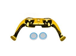 Placa Frontal DIY para Controle PS5 com Capas de Joystick e Decoração Ouro