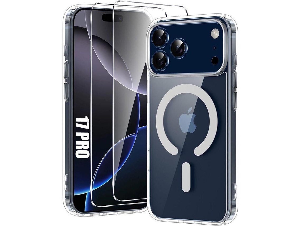Capa Booling Para Iphone 17 Pro - Resistente A Impactos - Transparente - Com Anel Magnético - 2 Películas De Vidro Temperado