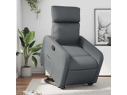 Vidaxl Poltrona Reclinável Elevatória Couro Artificial Cinzento