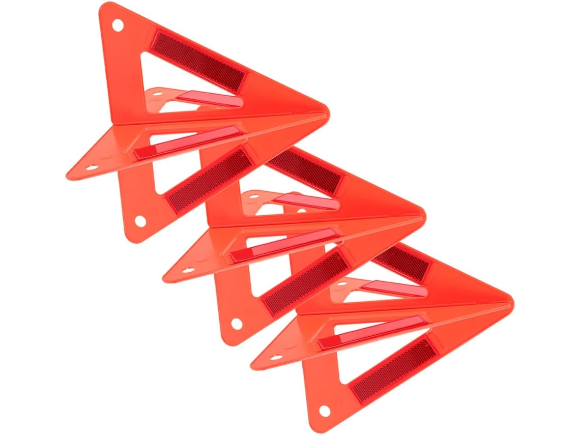 Triângulos De Sinalização Vermelhos Para Veículos, Conjunto De 3 Triângulos Portáteis E Refletivos De Plástico.