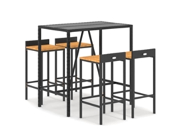 Maison Exclusive - 5 Pcs Conjunto De Bar P/ Jardim Vime Pe/acácia Maciça Preto