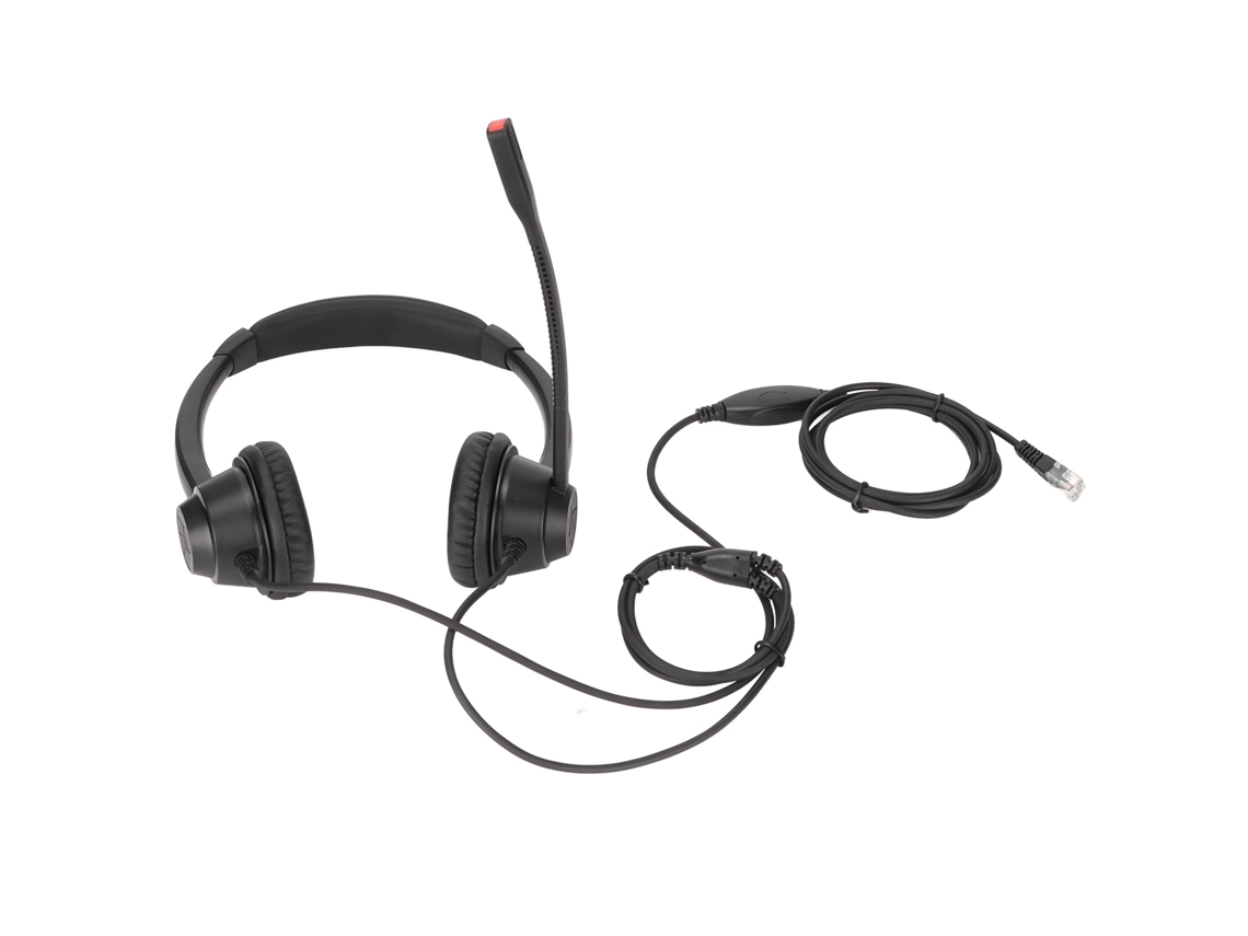Fone De Ouvido Rj9 Para Telefone Com Microfone Hd Binaural Ajuste De Volume Para Escritório Preto