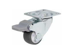 Conjunto De 2 Rodízios Giratórios Pretos De 38 Mm Com Freio, Para Transporte De Móveis Klb Aquaforge