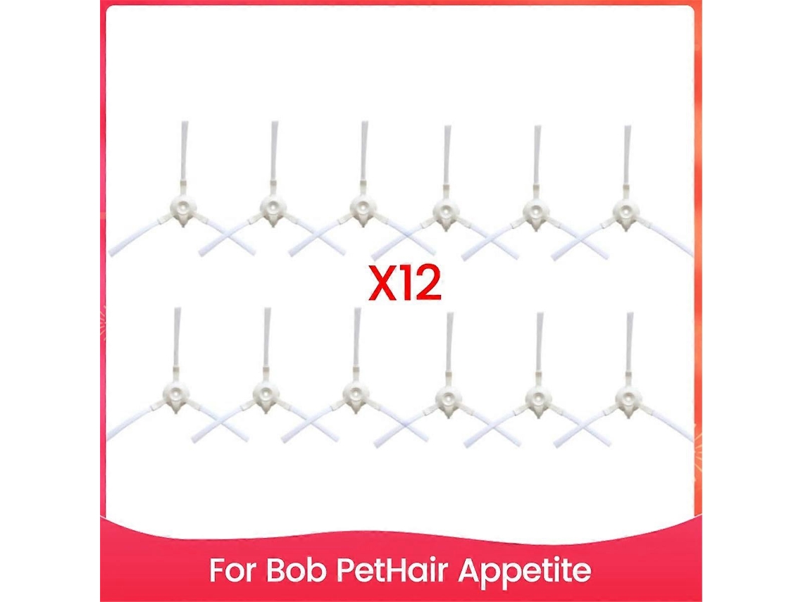 Conjunto De 12 Escovas Laterais De Substituição Para O Aspirador Robô Bob Pethair Appetite.