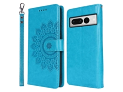 Capa Tipo Carteira De Couro Texturizado Com Alça Para Google Pixel 7 Pro 5g, Azul