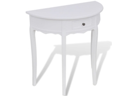 Vidaxl Mesa Consola Meia-lua Com Gaveta Branco
