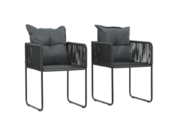 Cadeiras De Exterior 2 Pcs C/ Almofadões Vime Pe Preto Dkd Home Decor