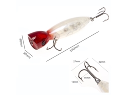 Isca Popper Grande 14cm/5,5 Polegadas Isca de Plástico Rígido com Duplos Anzóis para Pesca Crankbait