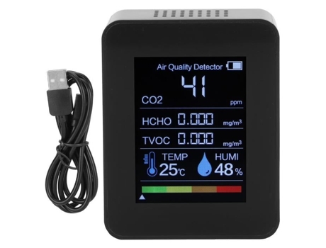 Monitor de dióxido de carbono Qiilu Detector de dióxido de carbono CO2 HCHO Monitor de qualidade do ar testador de umidade QIILU