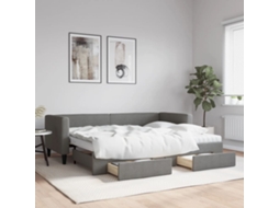 Sofá cama con cajones 80x200 cm Tela gris oscuro