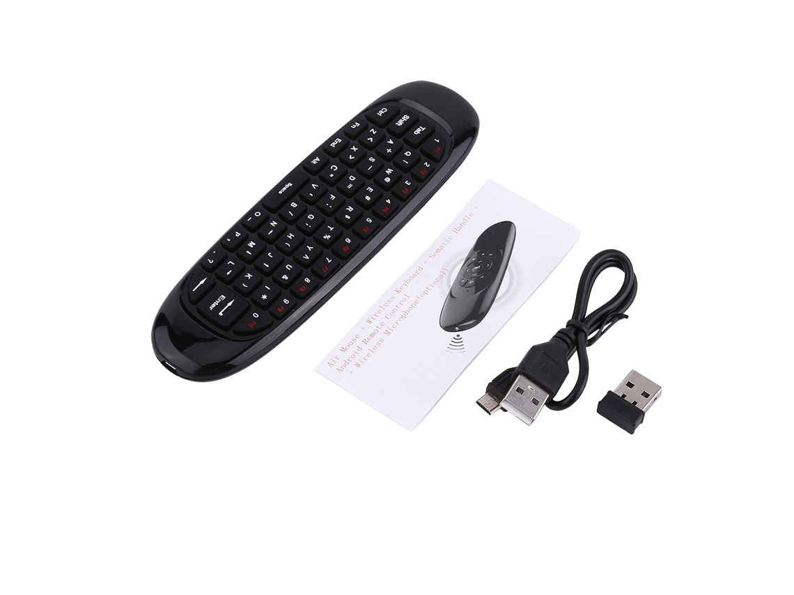 Rato Voador Sem Fio (teclado Com Wireless 2.4g) Rato Voador Sem Fio 2.4g C120 Brilhante (preto)