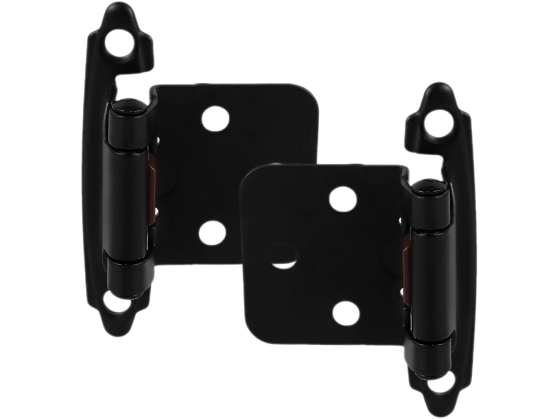 Dobradiças Pretas De Aço Para Portas Armário, 2 Peças, Meia Sobreposição, Fechamento Automático