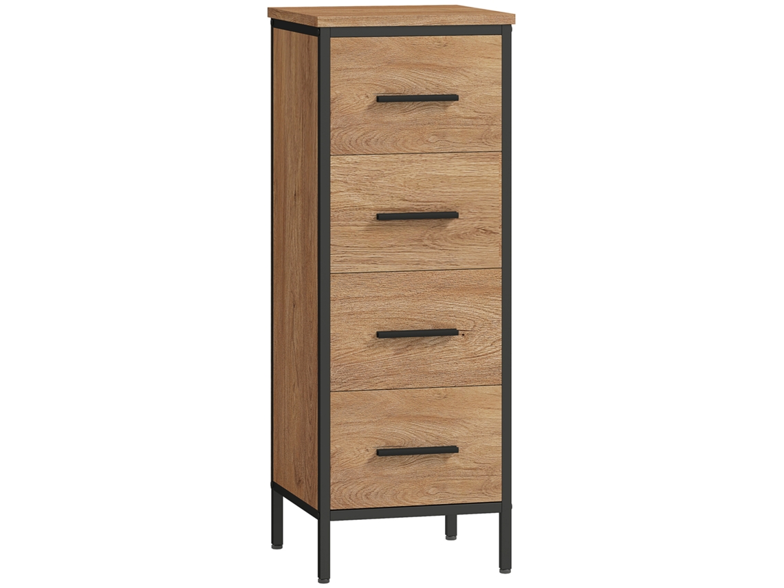 Armário estreito de banheiro, com 4 gavetas, estrutura de aço, 30x30x82 cm | S/MARCA
