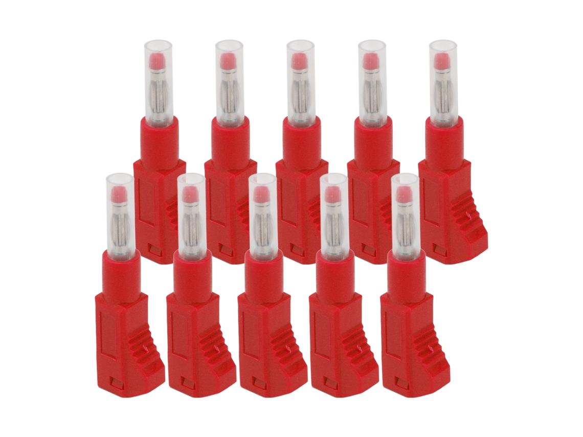 10pcs Conectores Platano Telescópicos 4mm Cat Ii 600v 32a Com Capa De Pe Para Equipamentos Industriais Segurança 3c Digital Vermelho