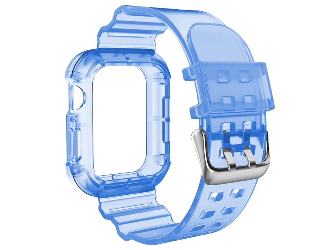 Bracelete para Smartwatch transparente para Apple Watch Series 9, 8 e 7 41 mm/SE 3 e SE 2, 6 e SE e 5 e 4 40 mm/3 e 2 e 1 38 mm (azul transparente)