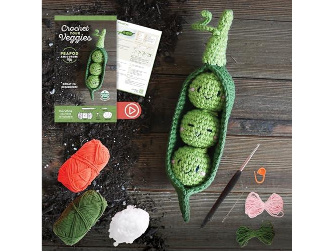 Livro Crochet Your Veggies Amigurumi Kit Peapod de Ltd Schiffer Publishing (Inglês)