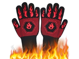 Luvas Térmicas para Churrasco, Resistentes a 800°c. Anti chamas, para Forno, Solda e Lareira. Cor Vermelha.
