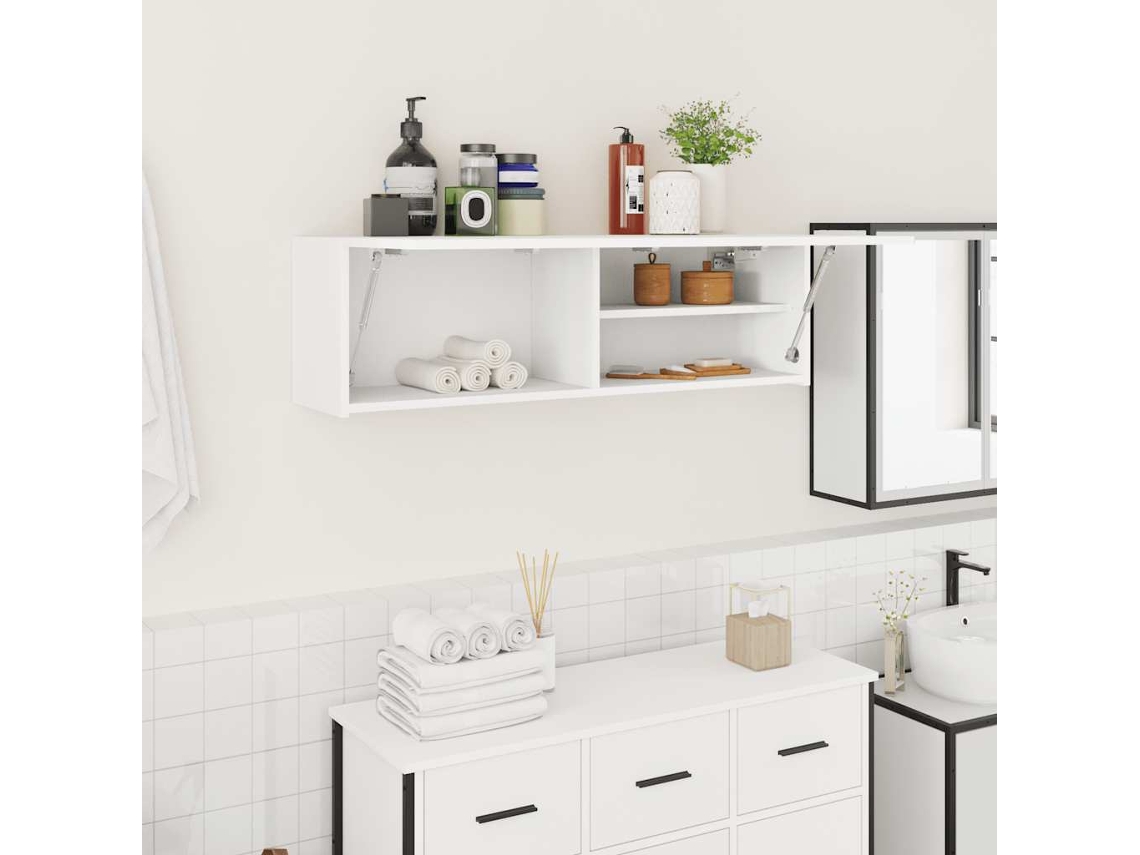 Vidaxl Armário Parede P/ Casa Banho 100x25x30 Cm Deriv. Madeira Branco
