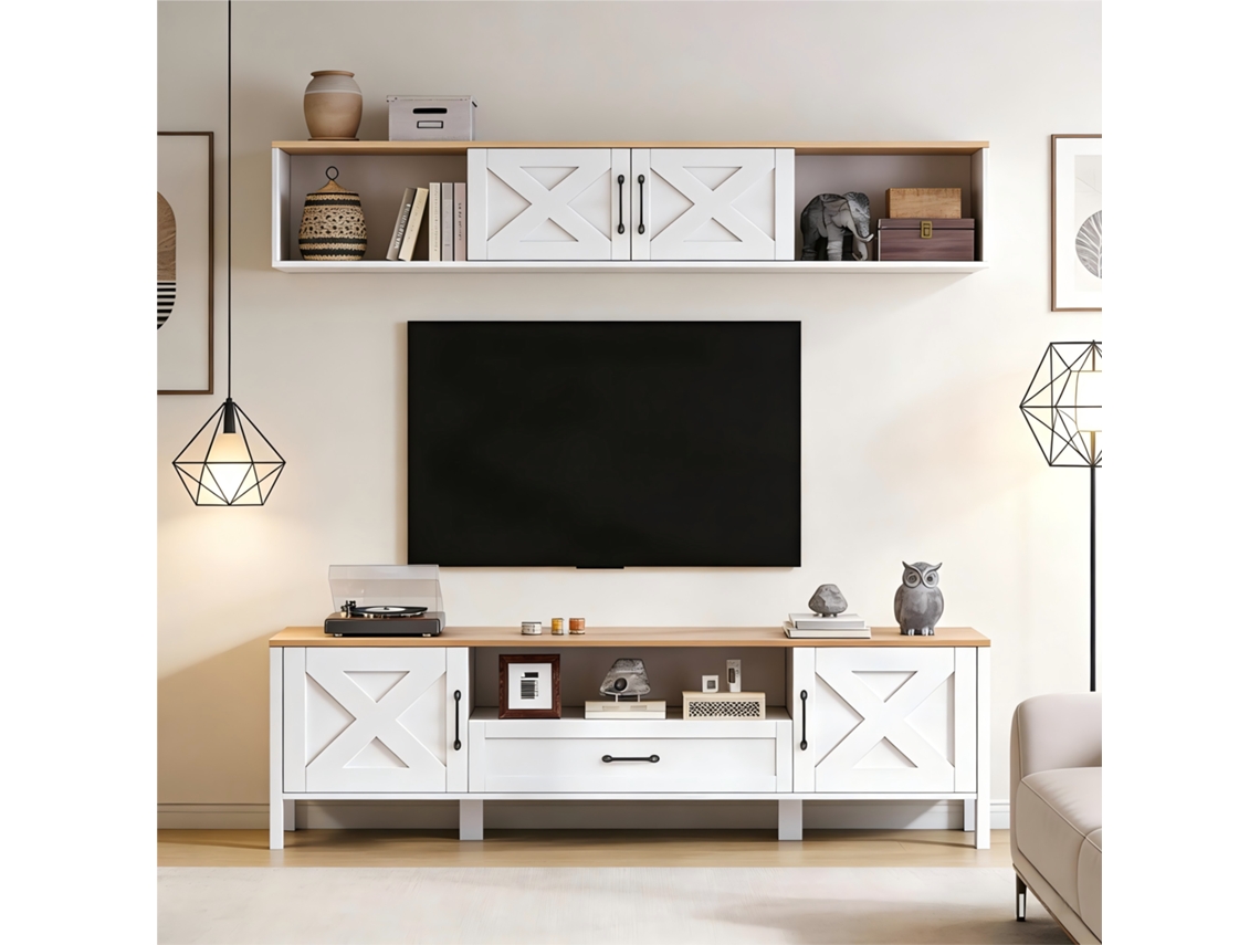 Conjunto de TV de parede 180*40*50cm, 2 unidades, branco, até 80 polegadas