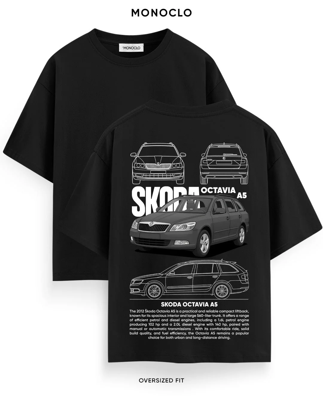 T-shirt Rockinstone Skoda Octavia A5 Monoclo T Shirt(l)