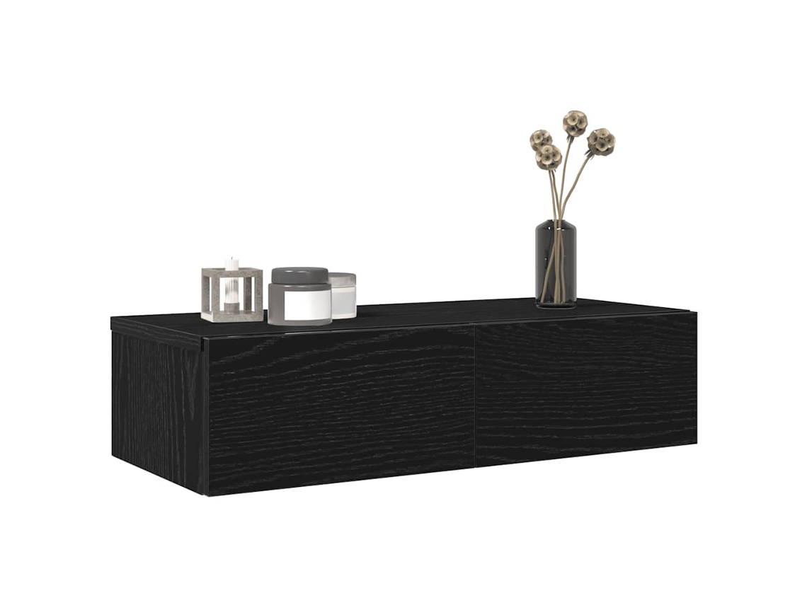 Vidaxl Prateleira Parede C/ Gavetas 60x26,5x15 Cm Deriv. Madeira Preto