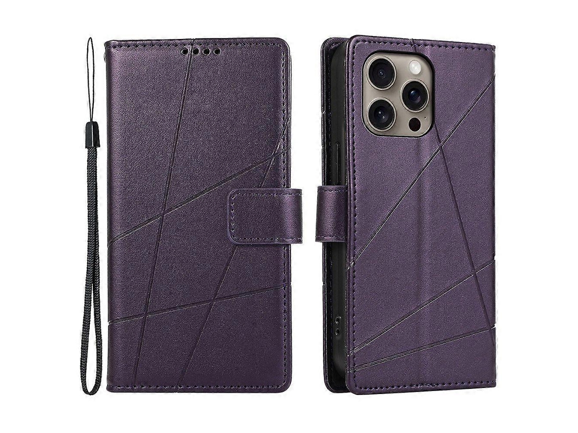 Capa Tipo Carteira Df-06 Para Iphone 16 Pro Com Impressão Digital E Capa À Prova De Choque