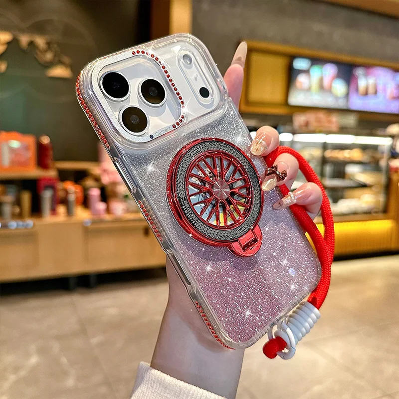 Capa Para Celular (vermelha, Iphone 14 Pro), Design Magnético, Com Suporte, Resistente A Impactos, Acabamento Brilhante.