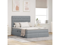 Vidaxl Cama De Armazenamento Led Com Colchão Cinzento-claro