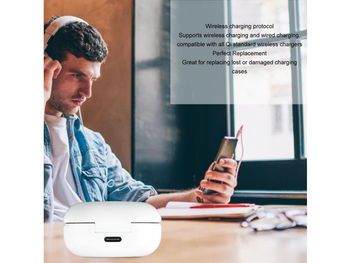 Fones De Ouvido Bluetooth Sem Fio Com Redução De Ruído E Estojo De Carregamento 300mah Preto