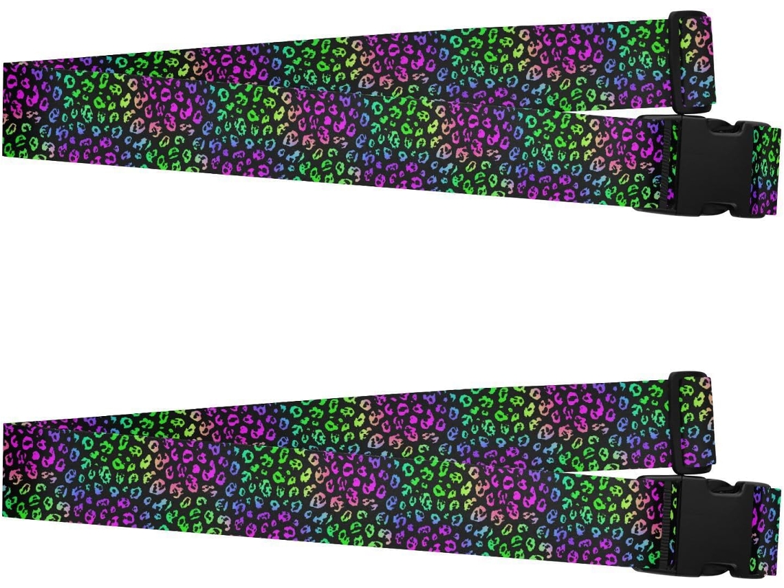 Conjunto De 2 Alças Bagagem Com Estampa Leopardo Neon Para Malas Viagem Criativas Acessório Criativo