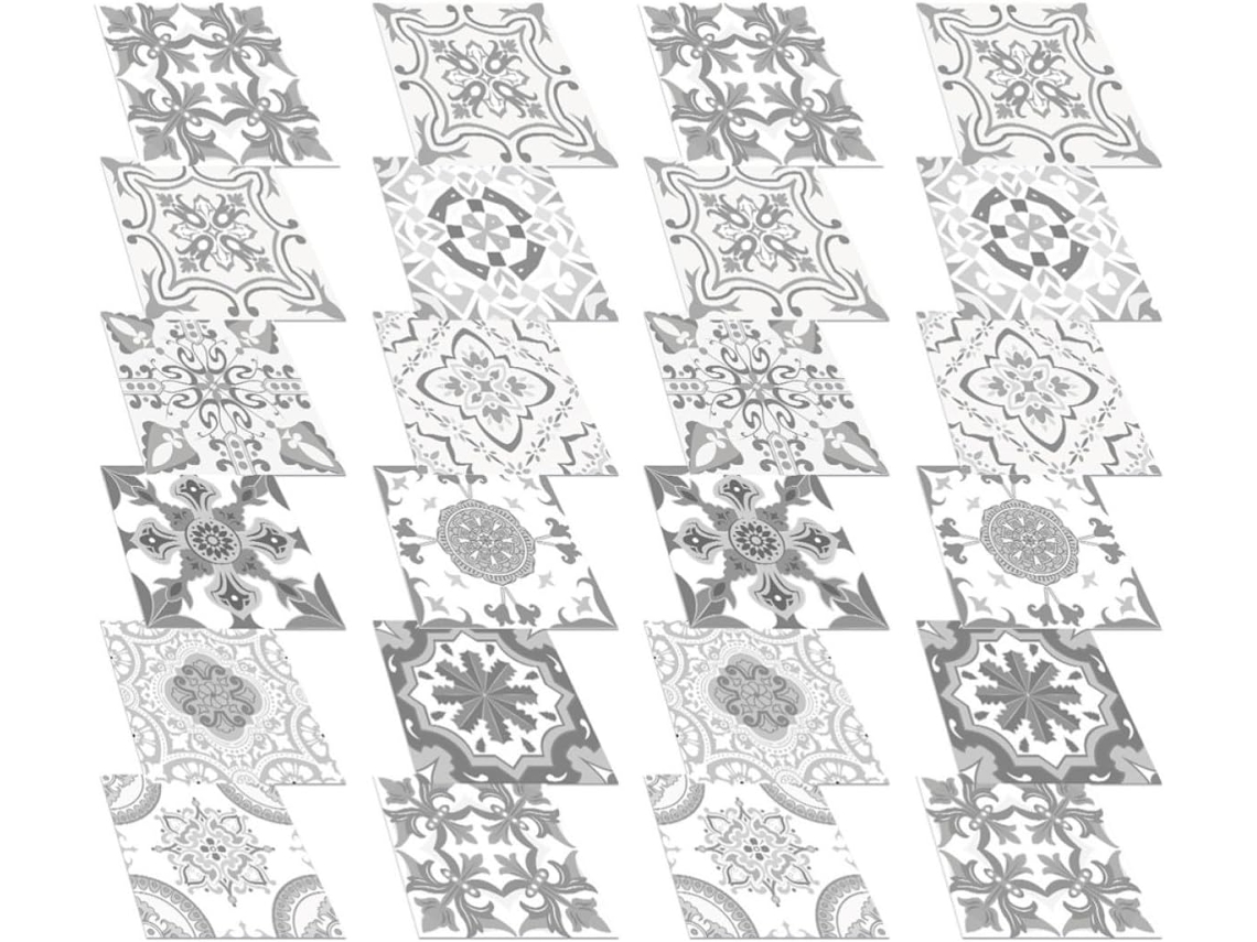 Conjunto De 24 Adesivos De Parede Em Pvc Prateado Para Azulejos De Cozinha.