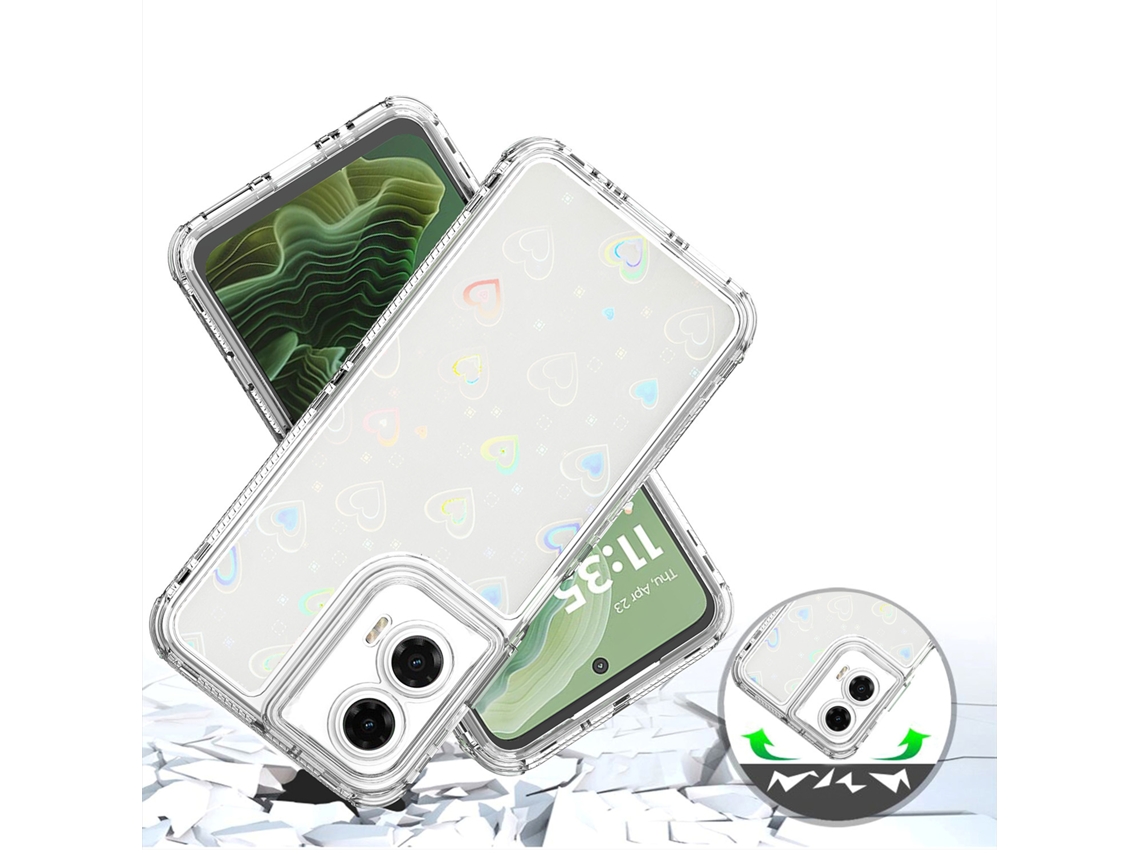 Capa Protetora De Acrílico Para Celular Motorolacoração Transparente acrílico Iridescente Papel Laser, Moto E14/g04/g24/g04s